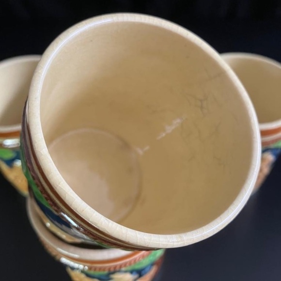 Vintage Hand Painted Majolica Style Sake/Tea Cups Made in Japan Set of 4 - Picture 2 of 8